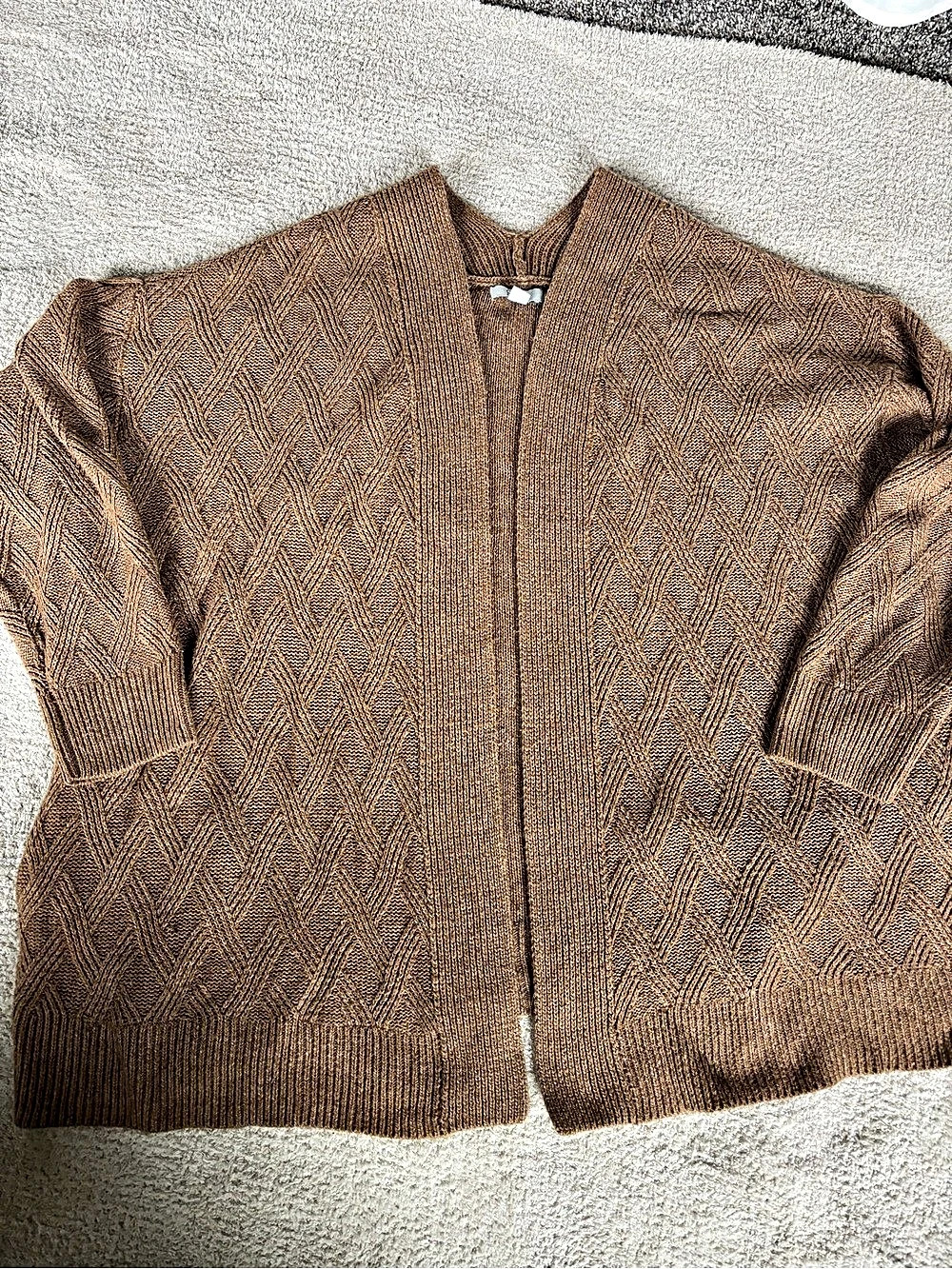 Croft & Barrow Women's Geometric Knit Cardigan Brown 2X